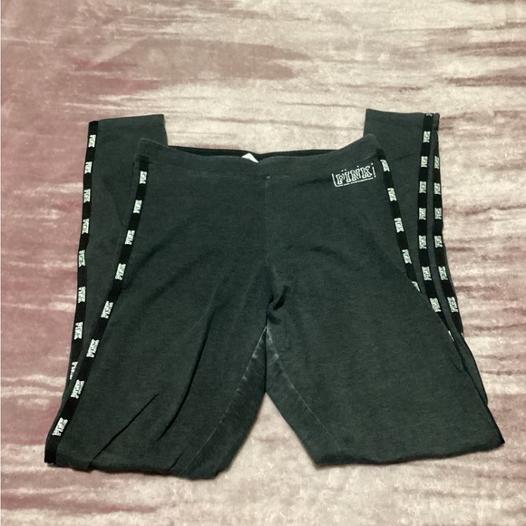 PINK Victoria's Secret Gray Leggings with Logo Trim - Picture 1 of 3